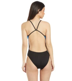 Women's Surf Splice Swan Back One Piece Swimsuit -Family Swim Shop 5666062008488 blue 3a