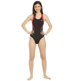 Women's Surf Splice Wave Back One Piece Swimsuit 9 Women's Surf Splice Wave Back One Piece Swimsuit -Family Swim Shop 5666066137256 red 4a