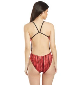 Women's Zircon Swan Back One Piece Swimsuit -Family Swim Shop 5666087829672 red 3a