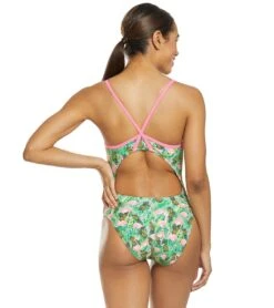Flamingo Frenzy Thin Strap One Piece Swimsuit -Family Swim Shop 5667011887272 pinkgreenmulti 3a