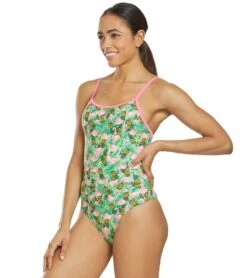 Flamingo Frenzy Thin Strap One Piece Swimsuit -Family Swim Shop 5667011887272 pinkgreenmulti 5a