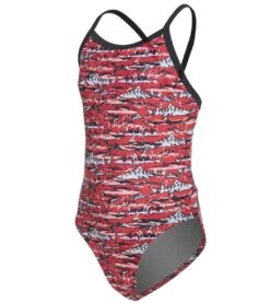 Shark Thin Strap One Piece Swimsuit Youth (22-28)