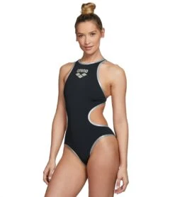 Arena Women's One Big Logo One Piece Swimsuit 11 Arena Women's One Big Logo One Piece Swimsuit -Family Swim Shop 5667733176488 blacksilver 5a