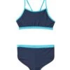 Little Girls' UPF 50+ Active Contrast Solid Two Piece Boyshort Bikini Set -Family Swim Shop 5668292362408 aquabluenavy 1a