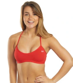 TYR Women's Solid Trinity Bikini Top -Family Swim Shop 5669092458664 red 5a