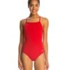 Reliance Solid V-Back One Piece Swimsuit -Family Swim Shop 5669963530408 red 1a
