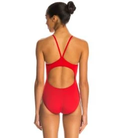 Reliance Solid V-Back One Piece Swimsuit -Family Swim Shop 5669963530408 red 3a
