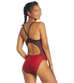 Molecule Thin Strap One Piece Swimsuit -Family Swim Shop 5670700581032 redblack 4a