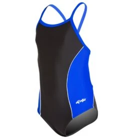 Girls' Team Color Block V-2 Back One Piece Swimsuit