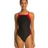 Poly Splice Thin Strap One Piece Swimsuit 1 Poly Splice Thin Strap One Piece Swimsuit -Family Swim Shop 5671947075752 blackred 1a