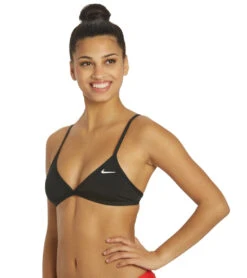 Nike Women's HydraStrong Solid Tie Back Bikini Top -Family Swim Shop 6033745674408 black 5a