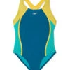 Speedo Girls' Mesh Splice Thick Strap One Piece Swimsuit (Big Kid) -Family Swim Shop 6287116370088 oceandepths 1a