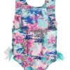 Girl's Leopard Tropical Flotation Swimsuit -Family Swim Shop 6841532907688 leopardtropicalprint 1a