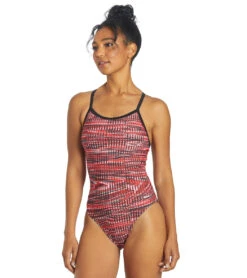 Drift Thin Strap One Piece Swimsuit -Family Swim Shop 6942387339432 red 4a