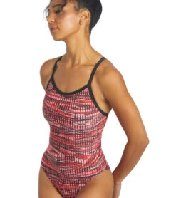 Drift Thin Strap One Piece Swimsuit -Family Swim Shop 6942387339432 red 5a