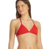 Women's Triangle Solid Bikini Top -Family Swim Shop 7012302323880 red 1a