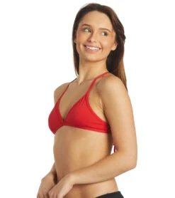 Women's Triangle Solid Bikini Top -Family Swim Shop 7012302323880 red 5a