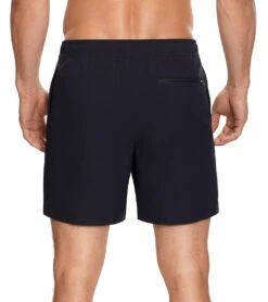 Reebok Men's Main Solid Black 7" Swim Trunks -Family Swim Shop 7167535612072 black 3a