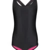 Under Armour Girls' Racer One Piece Swimsuit (Little Kid, Big Kid) -Family Swim Shop 7186270388392 black 1a