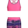 Under Armour Girls' Beam Stripe Bikini Swim Short Set (Little Kid, Big Kid) -Family Swim Shop 7186271797416 electropink 1a