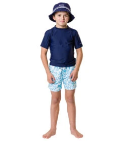 Boys' Aqua Bloom Volley Board Short (Toddler, Little Kid, Big Kid) -Family Swim Shop 7217016078504 blue 6a
