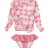 Girls' Apple Love LS Ruffle Set (Baby, Toddler, Little Kid) 2 Girls' Apple Love LS Ruffle Set (Baby, Toddler, Little Kid) -Family Swim Shop 7217021255848 pink 1a