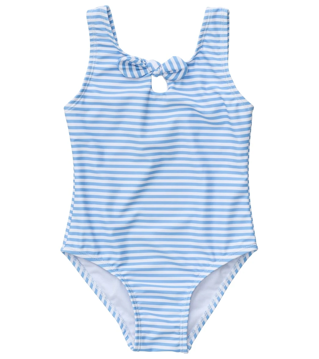 Girls' Powder Blue Sustainable Stripe Bow Swimsuit (Baby, Toddler) 3 Girls' Powder Blue Sustainable Stripe Bow Swimsuit (Baby, Toddler)