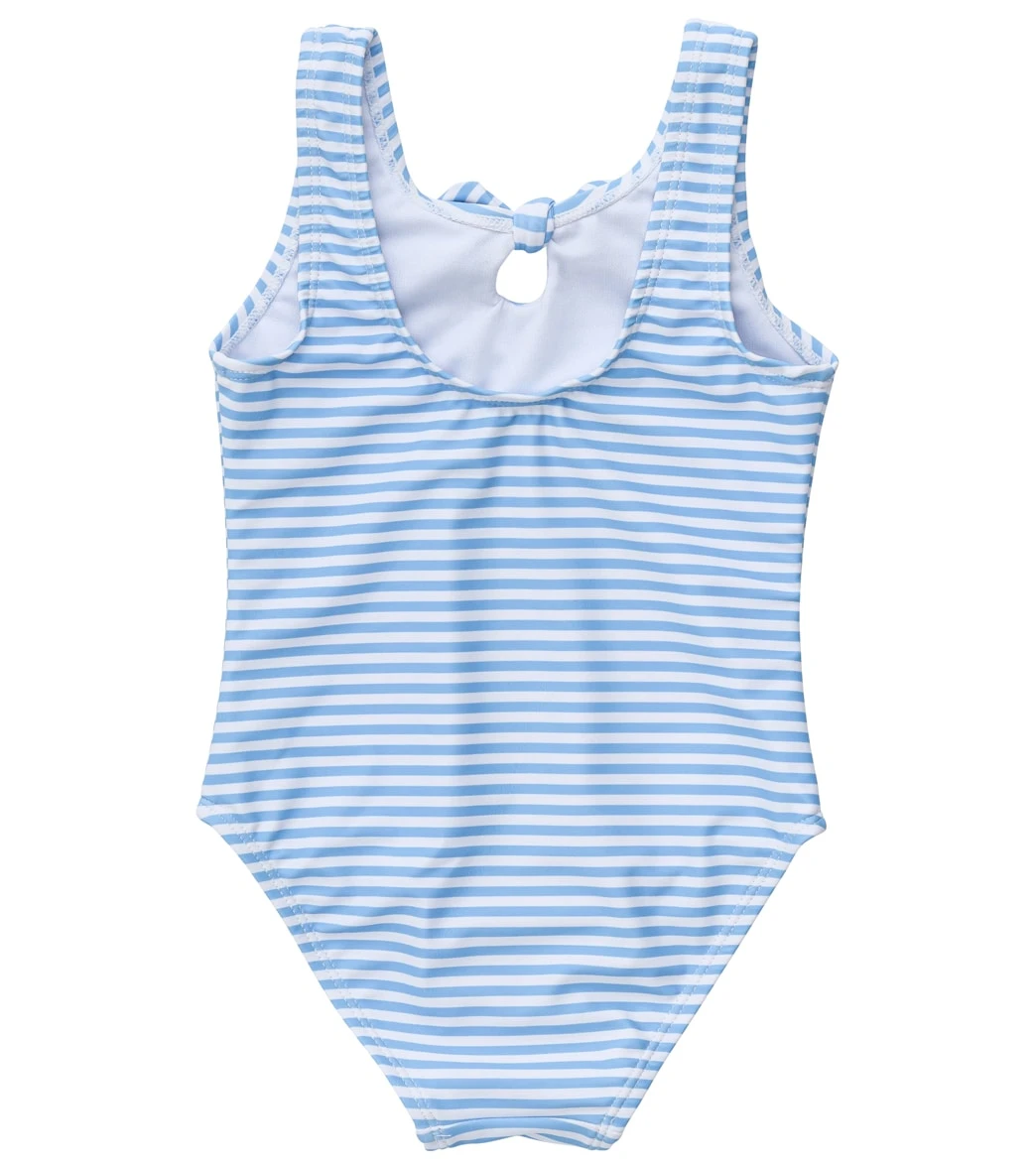 Girls' Powder Blue Sustainable Stripe Bow Swimsuit (Baby, Toddler) 4 Girls' Powder Blue Sustainable Stripe Bow Swimsuit (Baby, Toddler) - Image 2