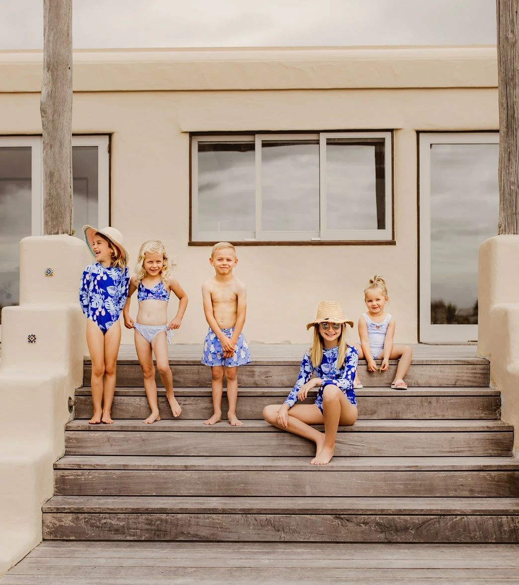 Girls' Powder Blue Sustainable Stripe Bow Swimsuit (Baby, Toddler) 8 Girls' Powder Blue Sustainable Stripe Bow Swimsuit (Baby, Toddler) - Image 6