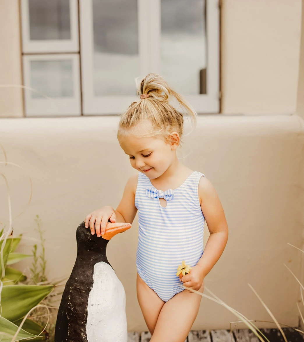 Girls' Powder Blue Sustainable Stripe Bow Swimsuit (Baby, Toddler) 10 Girls' Powder Blue Sustainable Stripe Bow Swimsuit (Baby, Toddler) - Image 8