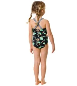 Girls' Neon Rainforest Sustainable X Back Swimsuit (Little Kid, Big Kid) -Family Swim Shop 7217024827560 black 6a