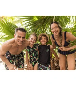 Boys' Neon Rainforest Volley Board Short (Toddler, Little Kid, Big Kid) -Family Swim Shop 7217025220776 black 4a