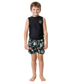 Boys' Neon Rainforest Volley Board Short (Toddler, Little Kid, Big Kid) -Family Swim Shop 7217025220776 black 6a