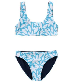 Girls' Aqua Bloom Sustainable Reversible Surf Bow Bikini Set (Big Kid)