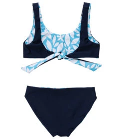 Girls' Aqua Bloom Sustainable Reversible Surf Bow Bikini Set (Big Kid) -Family Swim Shop 7217026662568 blue 4a