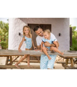 Men's Aqua Bloom Swim Trunks -Family Swim Shop 7217116053672 blue 3a