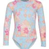 Roxy Girls' Funny Childhood One Piece Swimsuit (Toddler, Little Kid) -Family Swim Shop 7221344501928 coolblueallaloha 1a