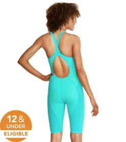 Speedo Women's Vanquisher Kneeskin Tech Suit Swimsuit -Family Swim Shop 7300840652968 blueice 3a