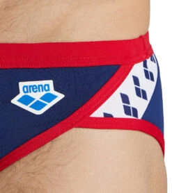 Arena Men's Icons Solid Brief Swimsuit -Family Swim Shop 7382564503720 navyred 4a