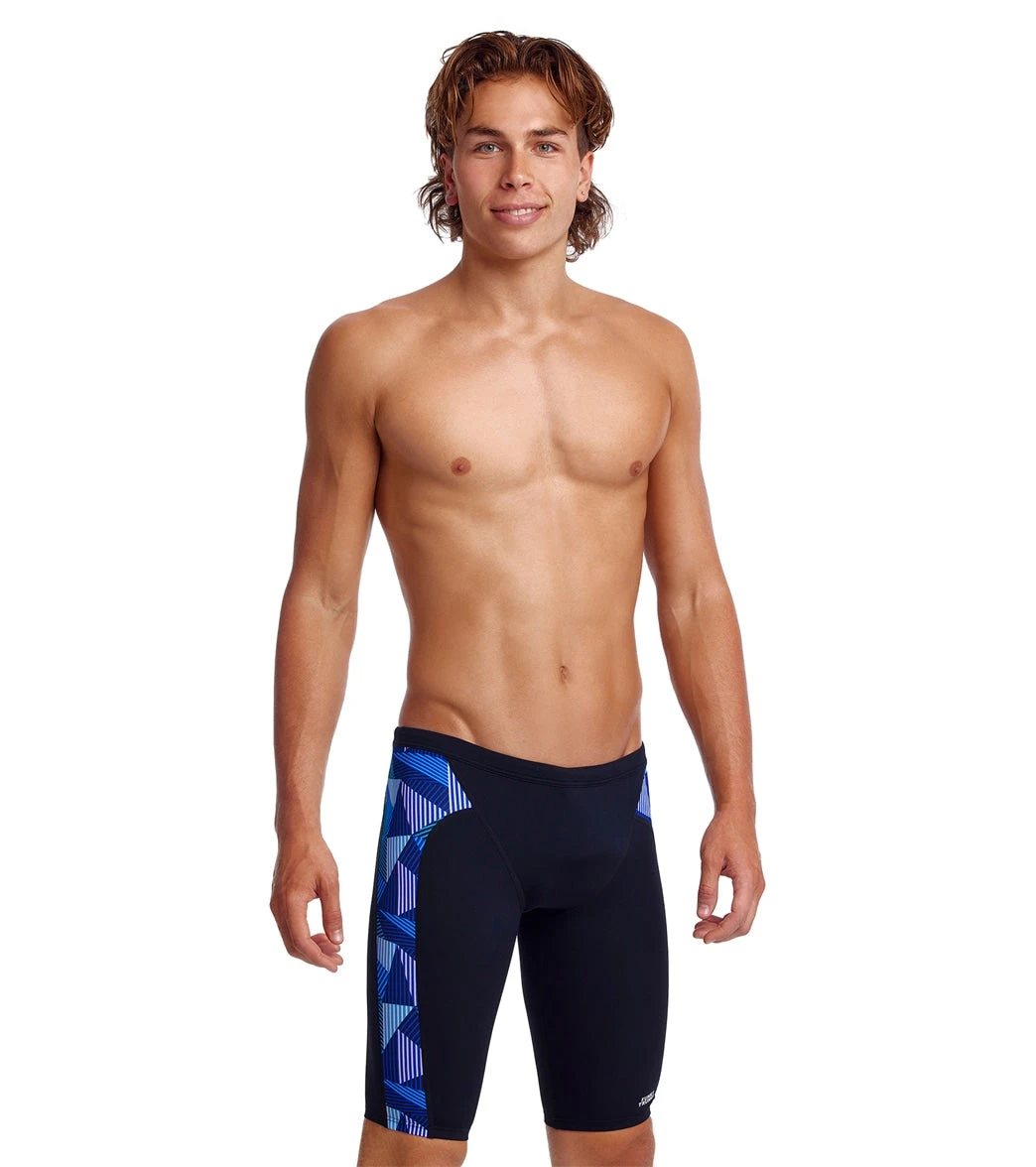 Funky Trunks Men's Blue Bars Jammer Swimsuit 3 Funky Trunks Men's Blue Bars Jammer Swimsuit