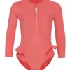 Seafolly Girls' Summer Essentials Long Sleeve One Piece Swimsuit (Baby, Toddler, Little Kid) -Family Swim Shop 7433351430312 chintzpink 1a