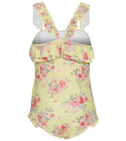 Seafolly Girls' Paradise Garden Ruffle Bandeau One Piece Swimsuit (Baby, Toddler, Little Kid) -Family Swim Shop 7433352773800 floral 2a