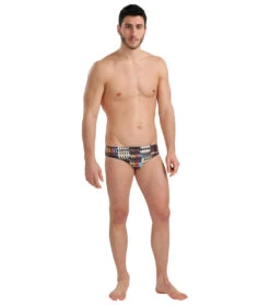 Arena Men's Allover Brief Swimsuit -Family Swim Shop 7468268683432 blackmulti 3a