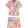 Boys' Bright Tie Dye Camp Shirt & Swim Trunks Set (Big Kid)