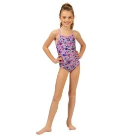 Girls' Pinwheel One Piece Swimsuit (Big Kid) -Family Swim Shop 7512026579112 pinwheel 3a