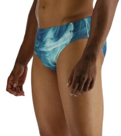 TYR Men's Mezio Racer Brief Swimsuit -Family Swim Shop 7539494682792 tealmulti 4a