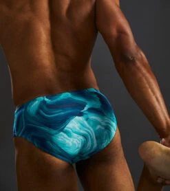 TYR Men's Mezio Racer Brief Swimsuit -Family Swim Shop 7539494682792 tealmulti 9a