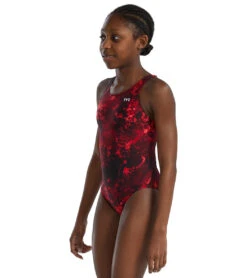 TYR Girls' Diploria Maxfit One Piece Swimsuit -Family Swim Shop 7539514015912 red 4a