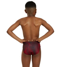 HydroLast Sonar Waves Swim Brief Swimsuit Youth (22 - 28) -Family Swim Shop 7595544969384 red 4a