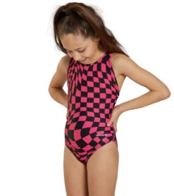 Checkmate Wide Strap One Piece Swimsuit Youth (22 - 28) -Family Swim Shop 7595567120552 pink 3a